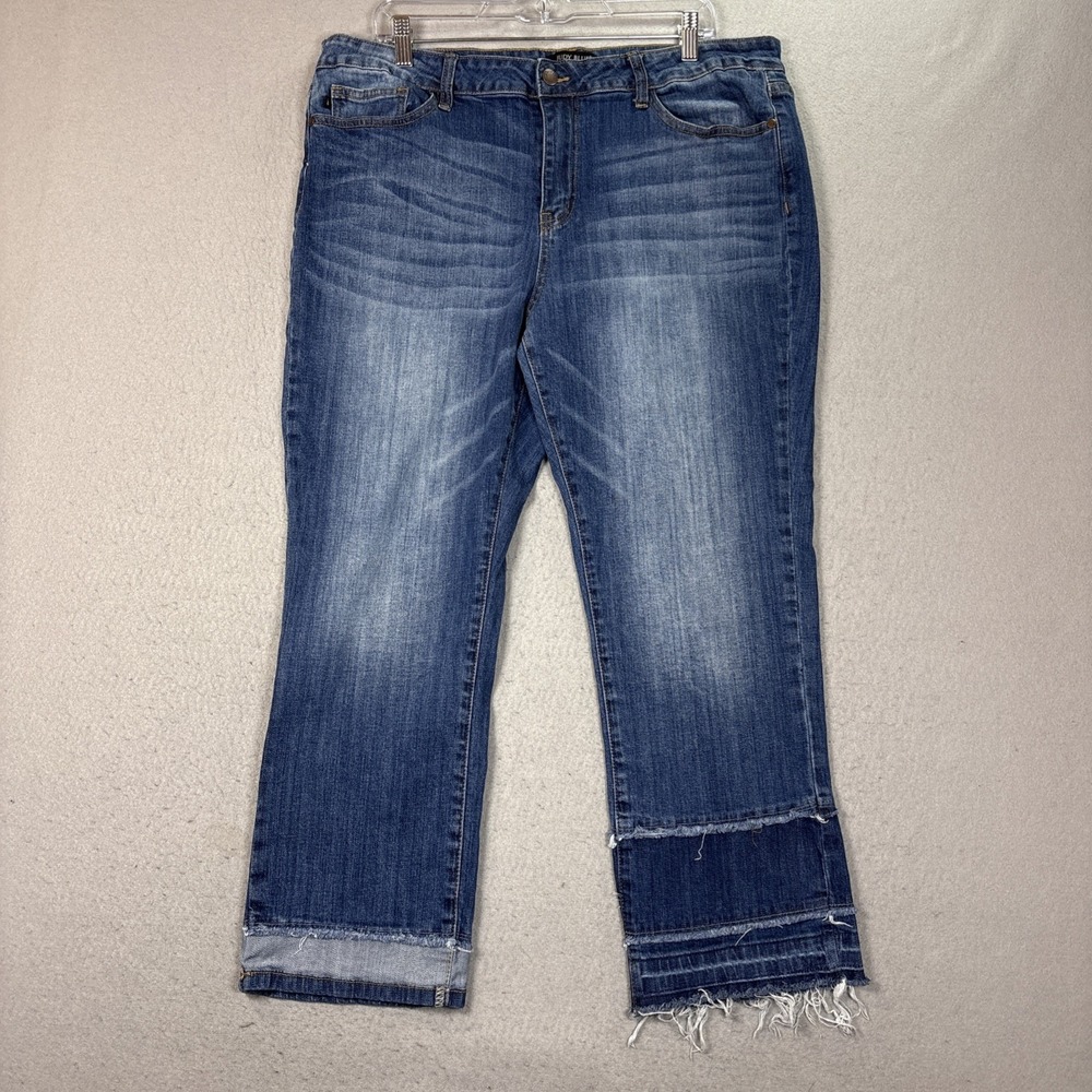 Judy Blue Jeans Womens 2XL Denim Jean Distressed Raw Hem Cropped